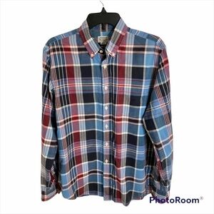 J.Crew Summer Plaid Shirt Red Blue Button Down Medium